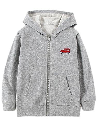 HILEELANG Boys Hoodie Cotton Blend Sweatshirt with Pocket Zip Up Grey