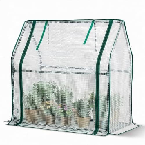 Pinikuyiro Mini Greenhouse for Indoor Outdoor,36"x18"x33" Tabletop Portable Green House with Waterproof Pad for Small Plants Nursery Germination (White)