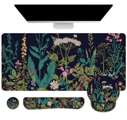 Large Desk Mat, Mouse Pad with Wrist Support, Keyboard Wrist Rest Set