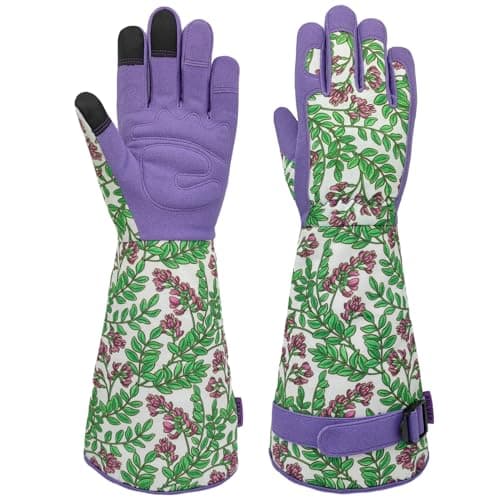 SAVJOB Gardening Gloves,Thornproof Rose Picking Glove,Purple,Medium