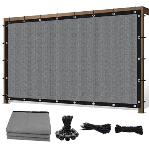 Sunocity 8' X 12' 90% Sun Shade Cloth Outdoor Patio Light Gray Pergola Shades Cover Privacy Screen UV Block Porch Screens Canopy for Patio Outside Outdoor
