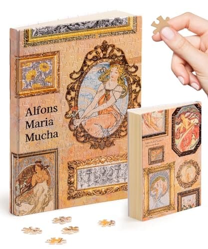 PieceRelax A5 3D Puzzle Journal for Adults, 300 Piece Plastic Jigsaw Book Cover (Includes Notebook) - Alphonse Mucha - The Art Palace, Unique Gift [YA1058]