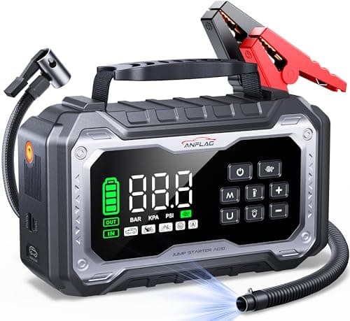 Car Battery Jump Starter with Air Compressor, 8000A Battery Jumper Starter Portable Booster Pack (All Gas/14L Diesel), 160PSI Tire Inflator & 165L/min Blower, 4-Mode 800LM LED, 12V Car Jump Box