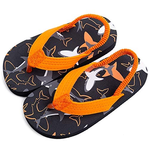 techcity Toddler Boys Girls Flip Flops Kids Unicorn Dinosaur Sandals Beach Pool Water Shoes with Back Strap