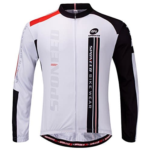 sponeed Men's Long Sleeve Bicycling Jersey Bike Shirt Breathable US M White