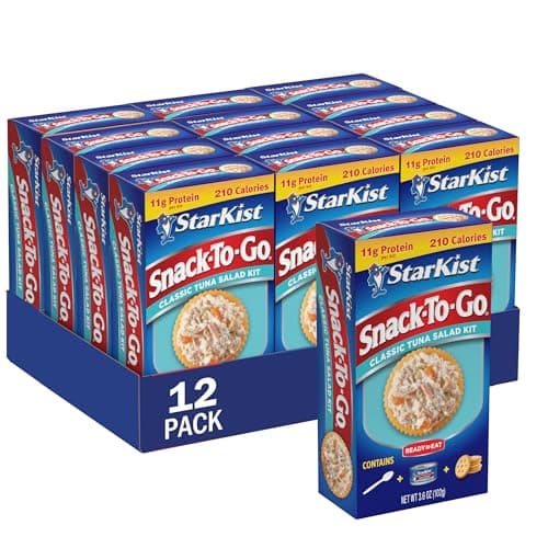StarKist Snack-To-Go Ready to Eat Meals Tuna Salad Kit, 3.6 oz (12 Pack) Classic Tuna Salad with Crackers Kit.