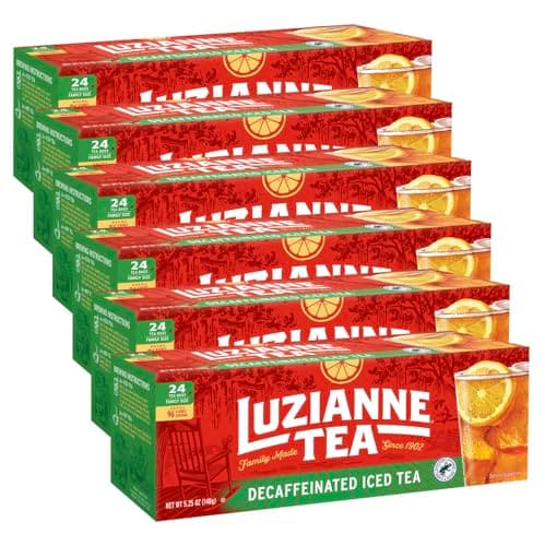 Luzianne Decaffeinated Iced Tea Bags 24 Count (Pack of 6)