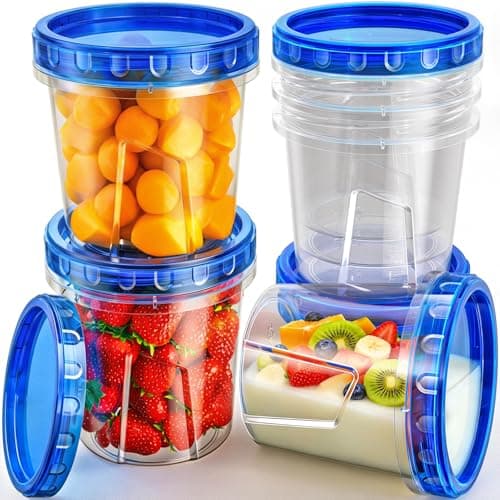 Freezer Storage Containers, [6 Pack-24 Oz] Airtight Plastic Food Storage Containers with Twist Top Lids, Soup, Meal Prep Containers | BPA Free | Stackable | Leakproof | Microwave/Dishwasher Safe