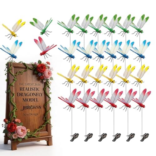 12Pcs Dragonfly Clips for Repellent Dragon to Keep Away Decoy Outdoor Decorative Garden Dragonflies Stakes Realistic Decor Bird Devices Control Wasp Rod (12Pcs)