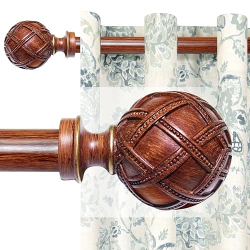 Ycolnaefllr 1" Single Curtain Rod,Redwood, Fits 66-120"