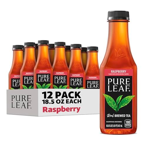 Pure Leaf Iced Tea, Raspberry, Real Brewed Tea, 18.5 Fl Oz Bottles (Pack of 12)