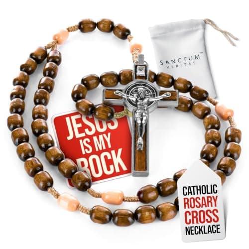 SANCTUM VERITAS Catholic Rosary Necklace | Large Italian Prayer Beads Gift