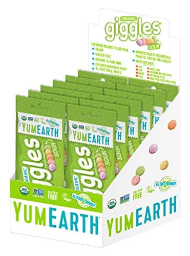 YumEarth Organic Giggles Sour Chewy Candy Bites, 2oz (Pack of 12), Allergy Friendly, Gluten Free, Non-GMO, Vegan, No Artificial Flavors or Dyes