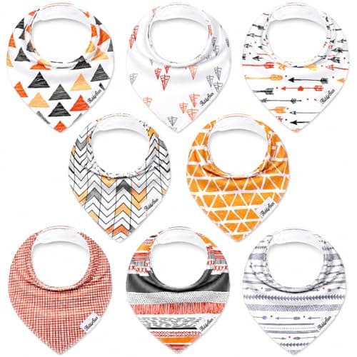KiddyStar Premium 8-Pack Organic Cotton Bibs for Drooling & Teething Babies