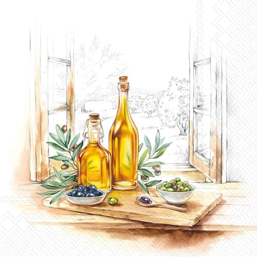 IHR Ideal Home Range Lunch Napkins Disposable 3-Ply Paper Party Supplies, 6.5" x 6.5", Olive Oil, 20-Count