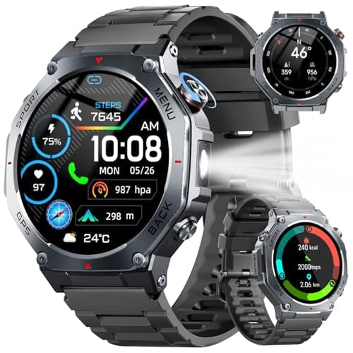 Jugeman Military Smart Watch for Men Built-in GPS with LED Flashlight