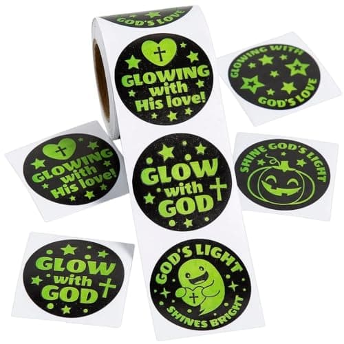 Fun Express 1 1/2" Glow-in-the-Dark Glow with God Sticker Roll - 100 Piece