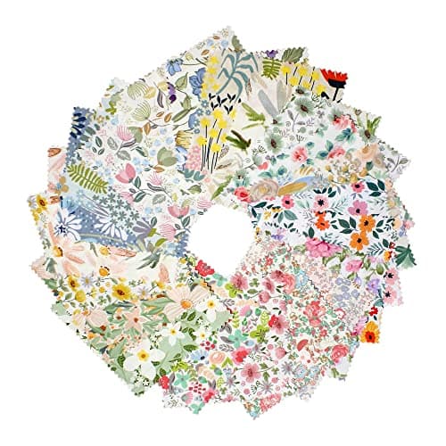 Charm Packs Fabric for Quilting 42Pcs 5'' Precut Fabric Quilt Squares Cotton Bundles for Sewing Floral Printed Squares