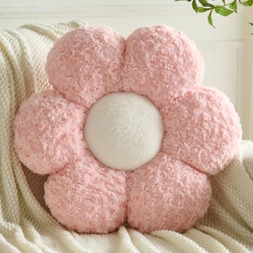 ZCNYCLAM Flower Pillows, Decorative Throw Pillow with Soft Plush for Couch, Flower Shaped Pillow Home Decor Daisy Pillow for Bed (Pink, 14.9 Inches)