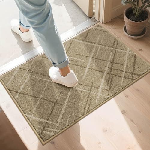 COSY HOMEER Front Door Mat Low Profile Non-Slip Doormat for Entryway,Beige