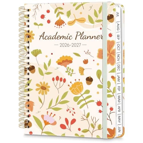 Zuozee Planner 2026-2027, 12 Monthly Academic Planner, Daily Planner from July 2026 to June 2027, A5 Monthly and Weekly Planner ( 8.5" x 6.1") with Tabs, Perfect School and Office Supplies for Student and Teacher - Fall Floral