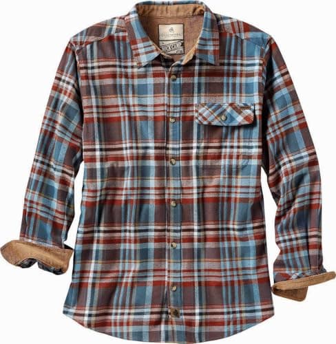 Legendary Whitetails Mens Long Sleeve Button Down 100% Cotton Flannel Shirt, Barnwood Slate Plaid, Small