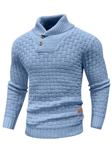 Arcciit Mens Casual Pullover Waffle Textured Cable Knit v Neck Sweater
