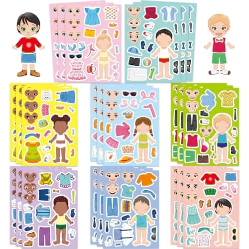 24 Sheets Baby Shower Make a Face Sticker, Make Your Own Baby Shower Stickers Mix and Match Stickers for Home School Classroom Crafts Activities Reward Birthday Party Favors