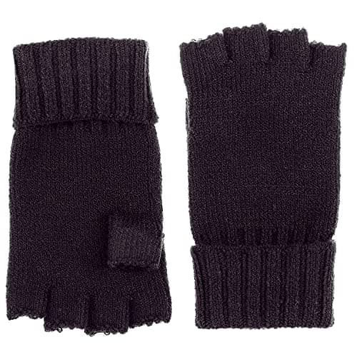 BYOS Unisex Winter Solid Fingerless Knit Gloves Ribbed Cuff