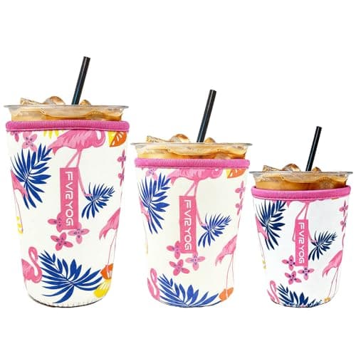 Fvryog 3 Pack Iced Coffee Sleeves, Insulated Neoprene for 16-32 oz Cups