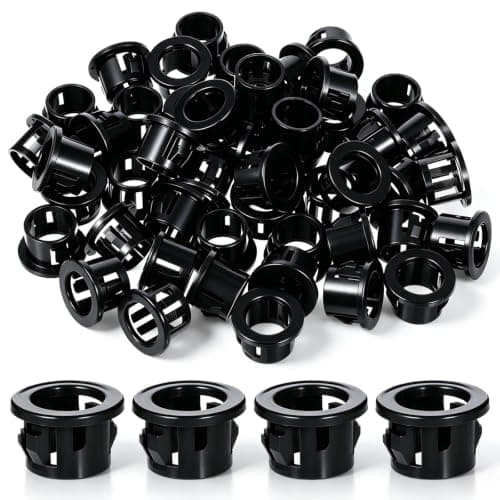 50 Pcs Plastic Grommets 1/2 Inch Hole Grommets for Wiring Black Snap Bushing 1/2" Mounting Diameter for 3/8" and Below Cables, Plastic Snap Bushing for Cable Hose Wire