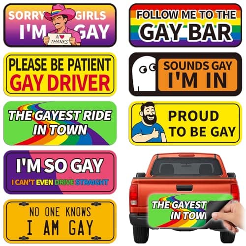 Gelocirex Funny Bumper Stickers Gay Pride Magnets Car Prank Stickers Magnetic LGBTQ Car Stickers for Vehicles and Trucks or Fridge Magnet