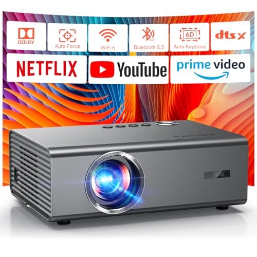 4K Projector with Built-in Apps, 1500ANSI Auto Focus&6D Keystone Dolby Audio Kogata Smart Projector with WiFi 6 Bluetooth Outdoor Movie Proyector for Home Theater HDR10+ UPGRADE