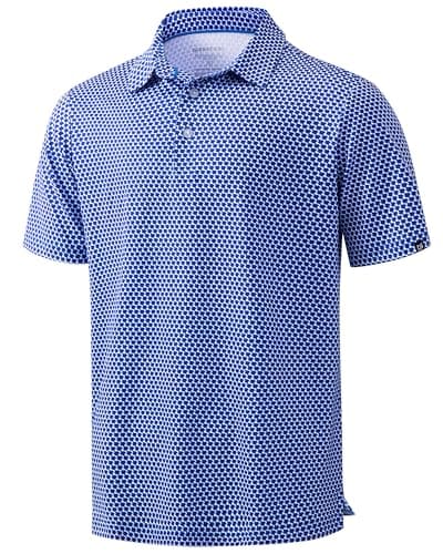 Men's Golf Shirts Dry Fit Micro Print Short Sleeve Polo