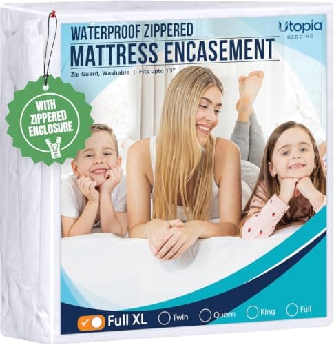 Utopia Bedding Mattress Protector Zippered Full XL Size, 100% Waterproof Bed Bug and Dust Mite Proof Mattress Encasement, Absorbent 6 Sided Mattress Cover