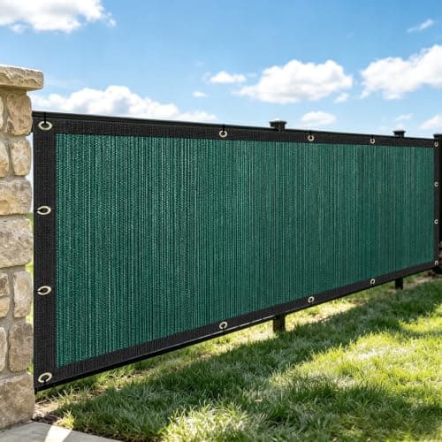 PENFHF 5X 50 FT Privacy Fence Screen for Chain Link Fence, 180 GSM Outdoor Privacy Cover with 90% Blockage, Dark Green Screen for Patio Backyard Deck Porch, Zip Ties Included