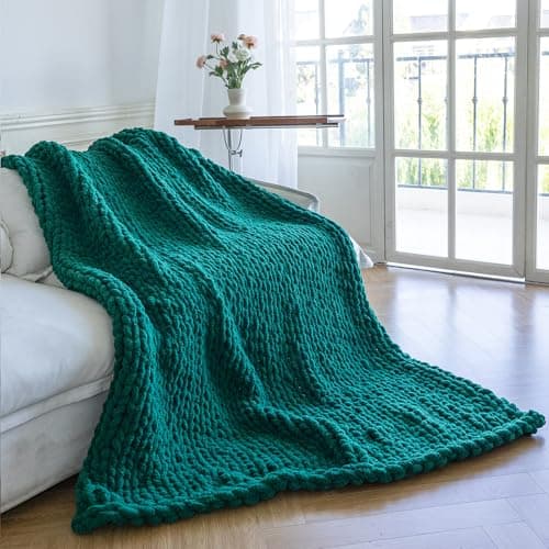 Larexius Chunky Knit Blanket - Luxury Soft Cozy 40 * 50 Throw Blanket,100% Woven Blanket Rope Knot Throw Blanket for Couch, Sofa, Home Decor, Gift - Machine Washable（Blackish Green）