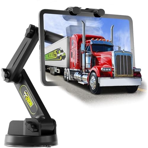Tablet Holder for Truck Tablet Mount - iPad Mount for Truck, Heavy Duty Super Suction Cup, 16.7 inch Long Arm & Stable, Device & iPad Holder for Dashboard, Windshield and Window - Big Rig Trucker