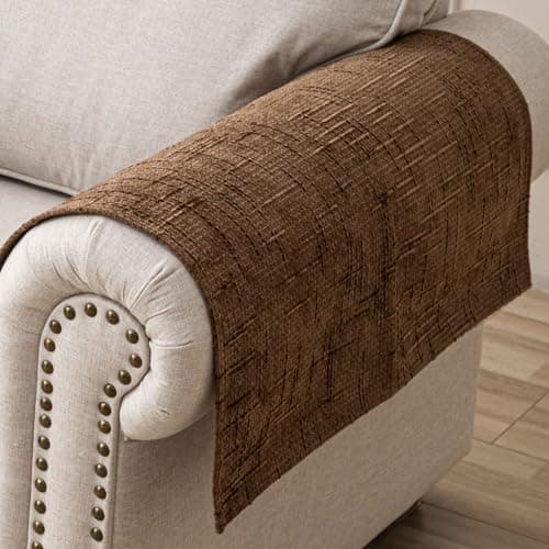 Akpgq Waterproof Couch Cover for Dogs Washable,Chenille Pet Couch Covers for Sofa,Non-Slip Couch Covers for 3 Cushion Couch Sofa Pet Friendly (Brown, 27x23.6（2pc）)