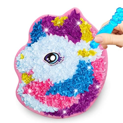 whatstem Plush Craft Unicorn Pillow, DIY Fabric Art Kits for Kids, No Sewing, Make Your Own Unicorn Pillow, Kids Creative Learning Activities, Fun with Bright Colors, Plush Animal Decompression Toys