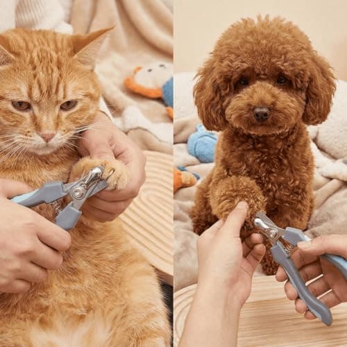 Dog & Cat Nail Clippers Stainless Steel Professional Nail Trimmer for Cats and Dogs, Sharp Blades with Safety Guard, Nail File for Safe Home Pet Grooming