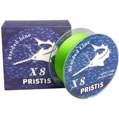 Pristis X8 Braided Fishing Line, 8-Strand Strong 300 Yds Lime Green 25 LB