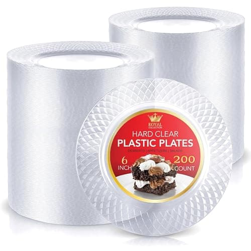 Stock Your Home Plastic Dessert Plates, 6" Inch Appetizer, Dessert, and Party Plates (100 Count) Heavy Duty Hard Plastic Disposable Wedding Cake Plates, for Holiday Parties