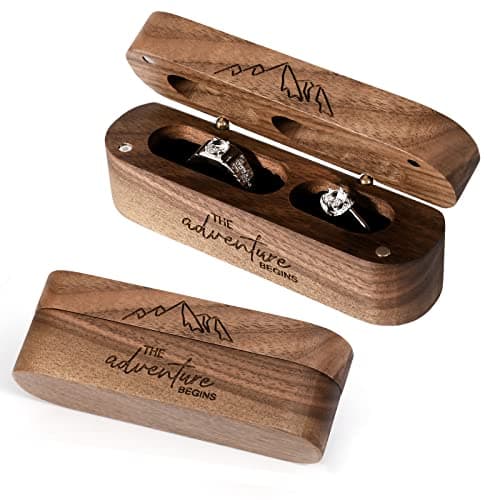 Booinxaa Wedding Ring Box, Wood Ring box for Proposal, Engagement Ring Holder Gift for Wedding day, Handmade Rustic Ring Box, Ring Storage Box Engagement Gift