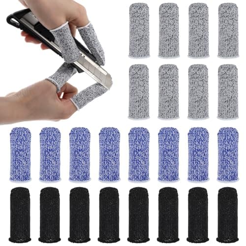 Susade 24 PCS Cut Resistant Finger CotsReusable Finger Gloves Non Slip Large Thumb Protector Sleeve Breathable Fingertip Covers for Kitchen Garden Food Cutting Sculpture Work Supplies