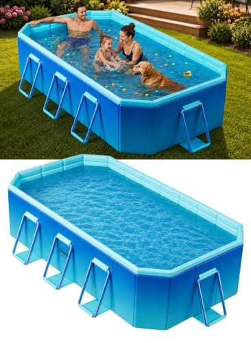 WOOIIROM Foldable Pool, Non-Inflatable Swimming Pool, 116" x 65" x 20"