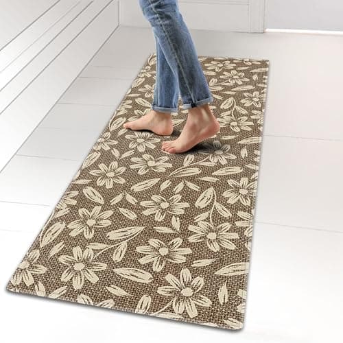 Ablecozy Kitchen Rugs and Mats, Washable Non-Skid Kitchen Mats for Floor, Large Runner Rugs for Kitchen Floor, Front of Sink, Hallway, Laundry Room (Flower, 17"x47")