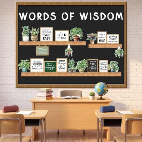 45 Pcs Classroom Bulletin Board Decorations, Greenery Bookshelf Decor