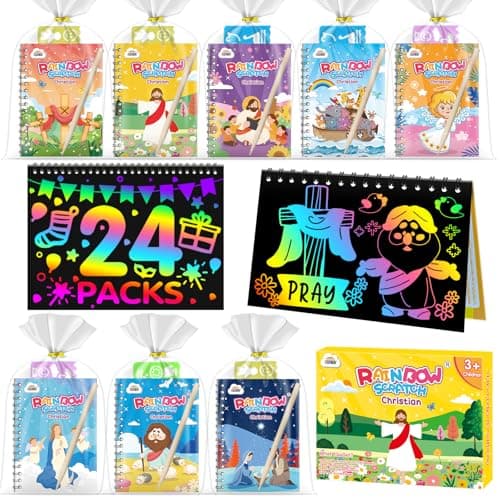 ZMLM 24 Pack Rainbow Art Scratch Notebooks for Kids Birthday Party Favors