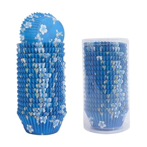 SKIDEC Floral Standard Cupcake Liners 400 Count Paper Baking Cups Food Grade Disposable Cupcake Wrappers, Blue